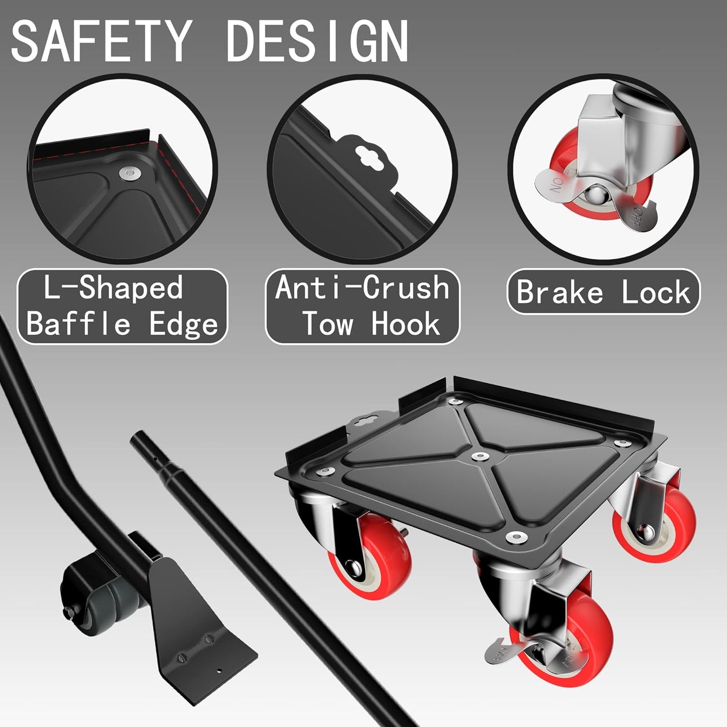 BNIB-Dolly 5 Wheels Heavy Duty Large Size Carbon Steel Panel Furniture Lift Max Load 1575kg,-$60