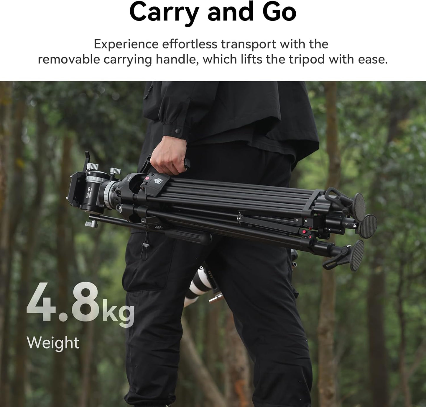 BNIB-Ulanzi Video Fast Heavy Duty Tripod Kit T048 Aluminum Alloy Tripod & Fluid Head,