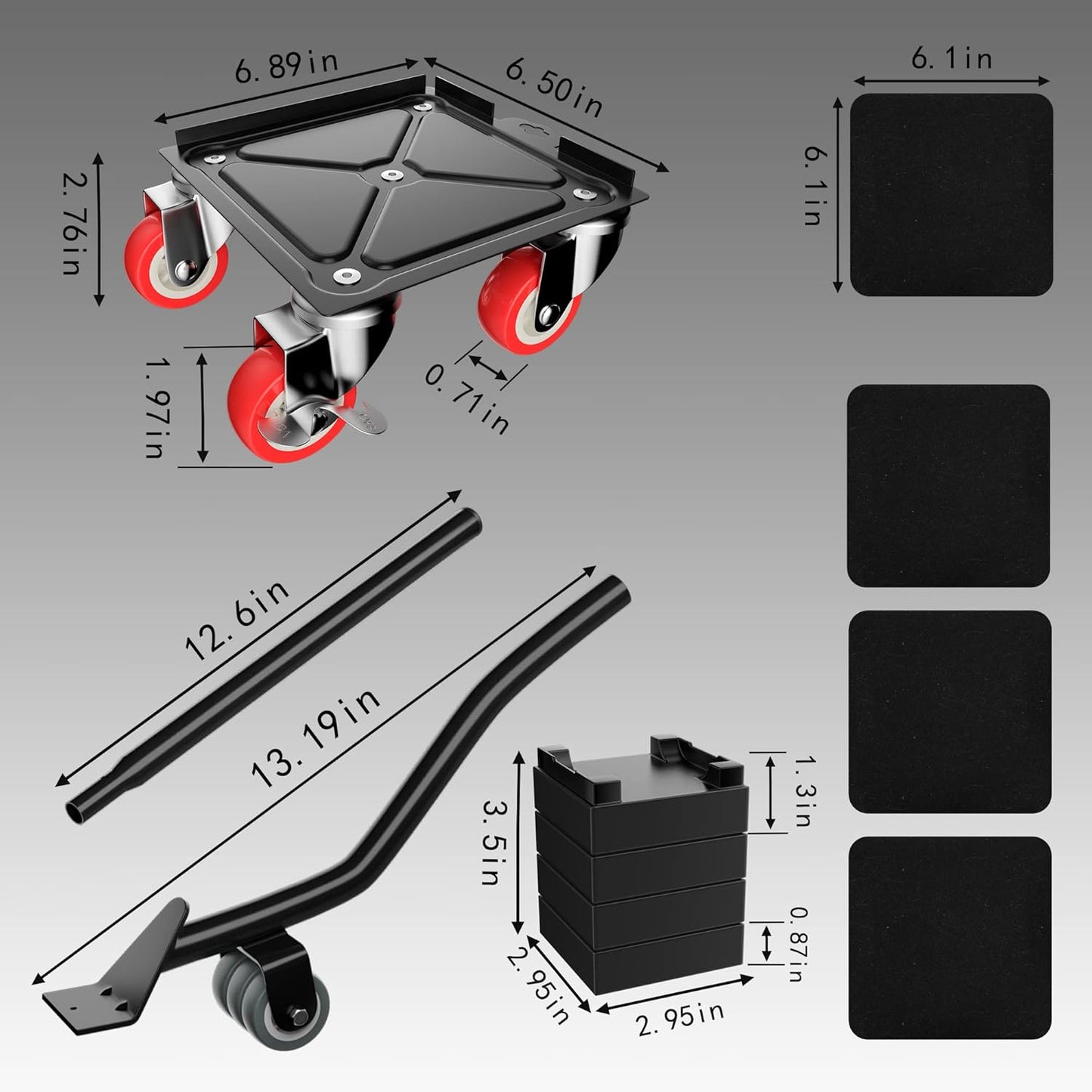 BNIB-Dolly 5 Wheels Heavy Duty Large Size Carbon Steel Panel Furniture Lift Max Load 1575kg,-$60