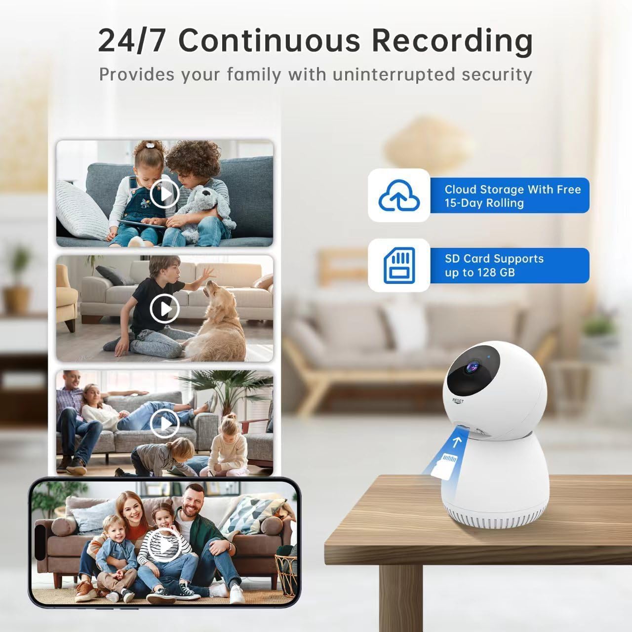 BNIB-Indoor Security Camera, 1080P Camera, 2.4GHz WiFi Security Cameras Wireless Indoor,-$20