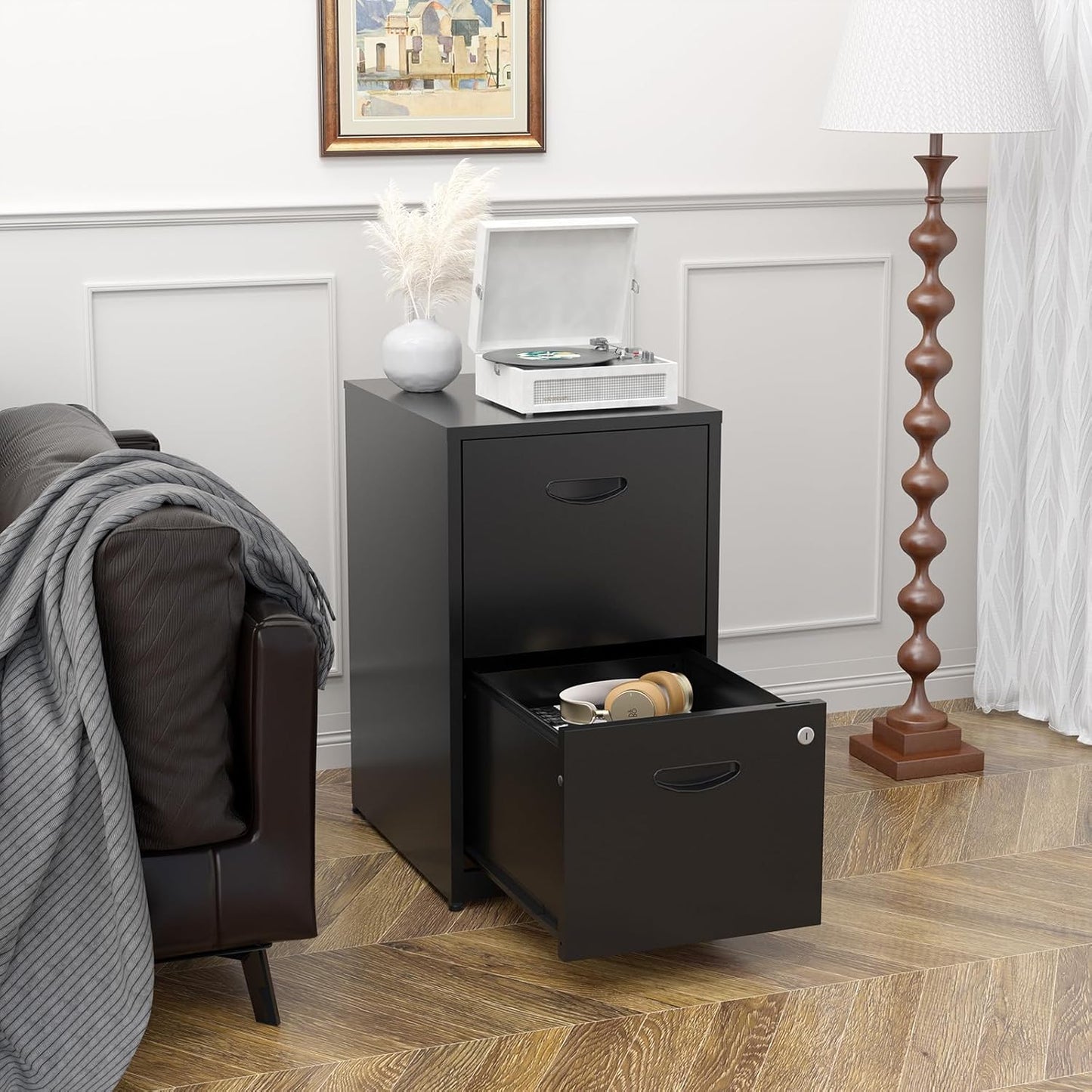 Brand New Filing Cabinet 2 Drawer with Lock, Under Desk Metal Filing Cabinet(black)