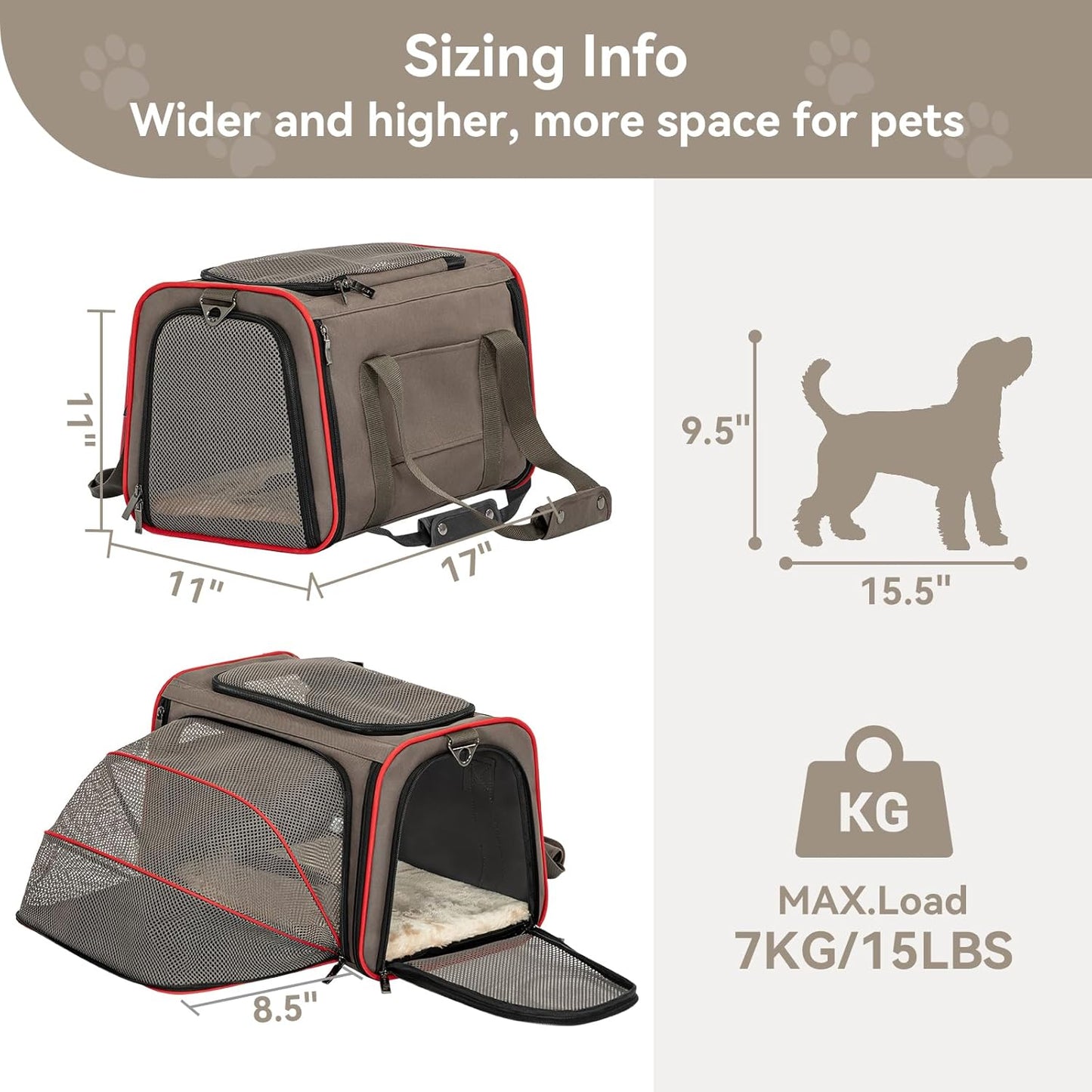 BNIB-Petsfit Expandable Cat Carrier Dog Carriers,Airline Approved Soft-Pet Travel Washable Carrier,-$40
