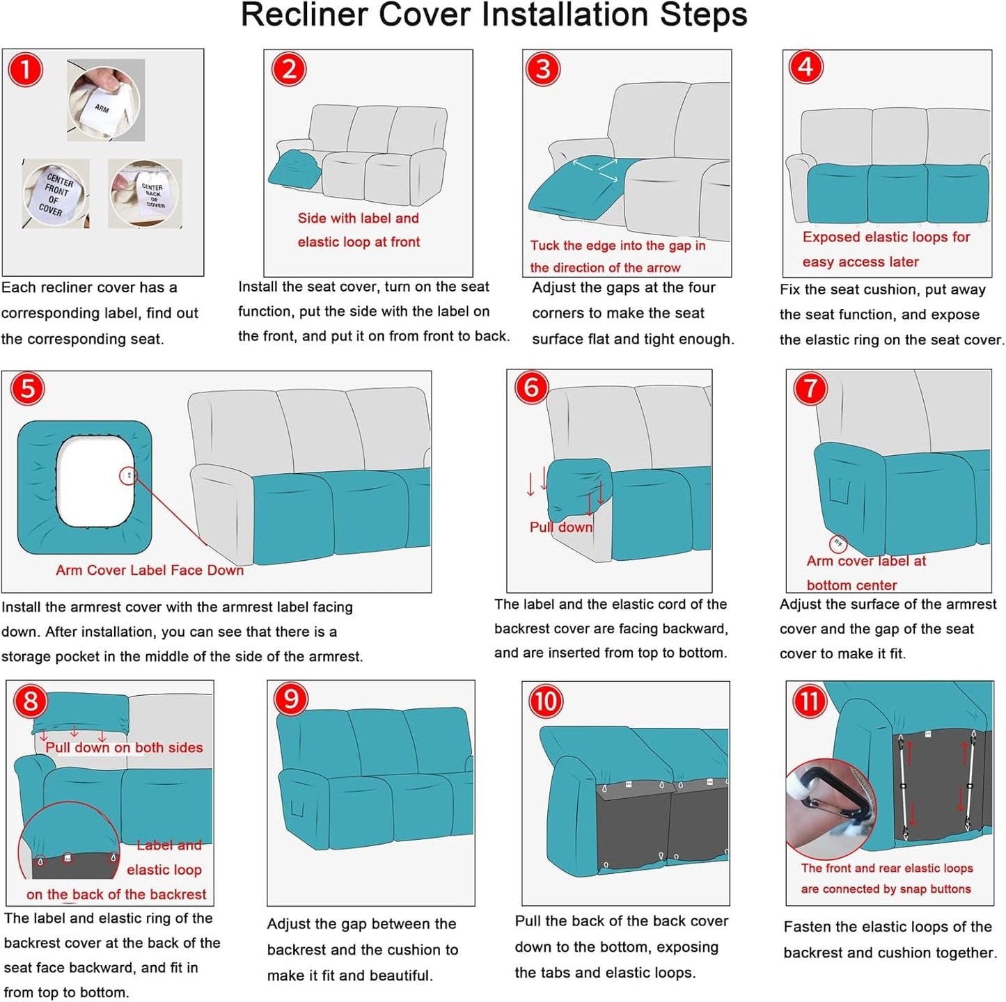 BNIB-Reclining Couch Covers Loveseat Recliner Chair Slip Covers Leather Waterproof Stretch Sofa Covers,-$20