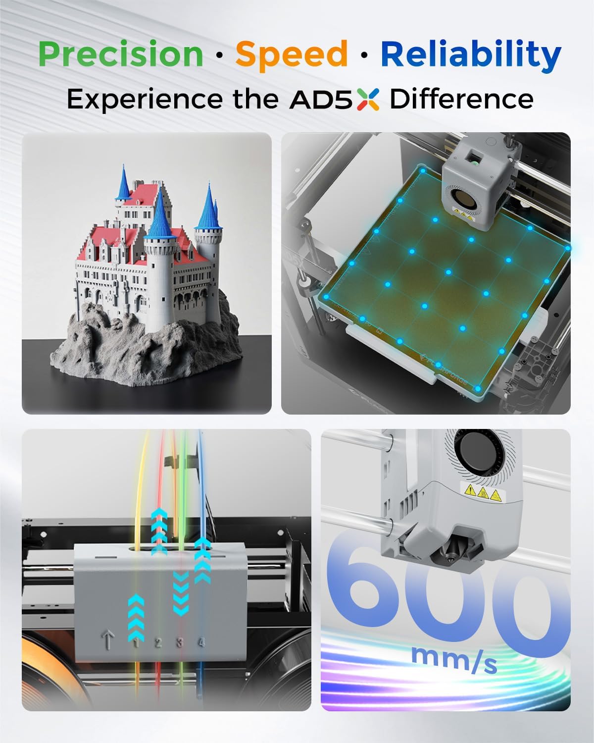 OPen Box AD5X Multi-Color 3D Printer 4 Colors with IFS, Fully Auto Leveling FDM 3D Printer,-$250