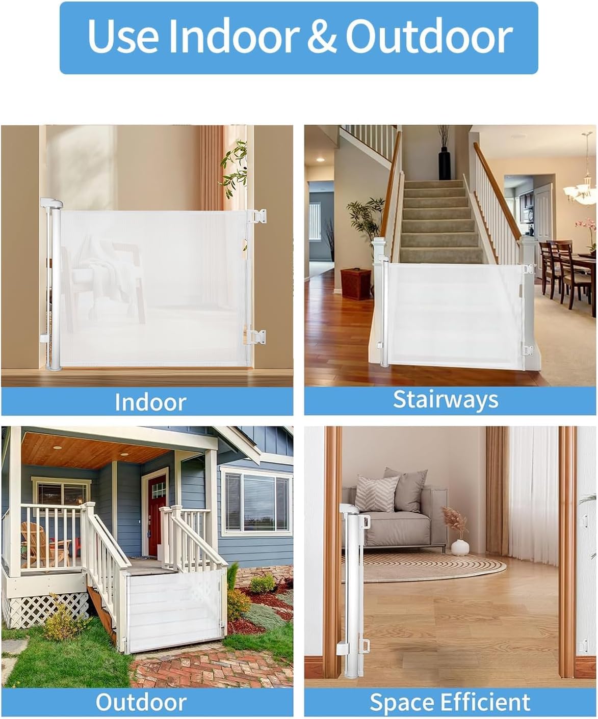 BNIB-Retractable Baby Gate,Mesh Baby Gate or Mesh Dog Gate,33.6" Tall,Extends up to 55" (White 33.6"x55")-$40
