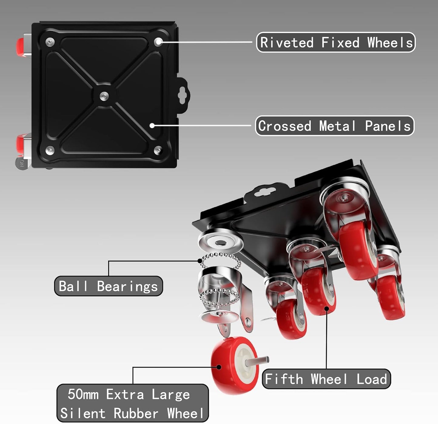 BNIB-Dolly 5 Wheels Heavy Duty Large Size Carbon Steel Panel Furniture Lift Max Load 1575kg,-$60