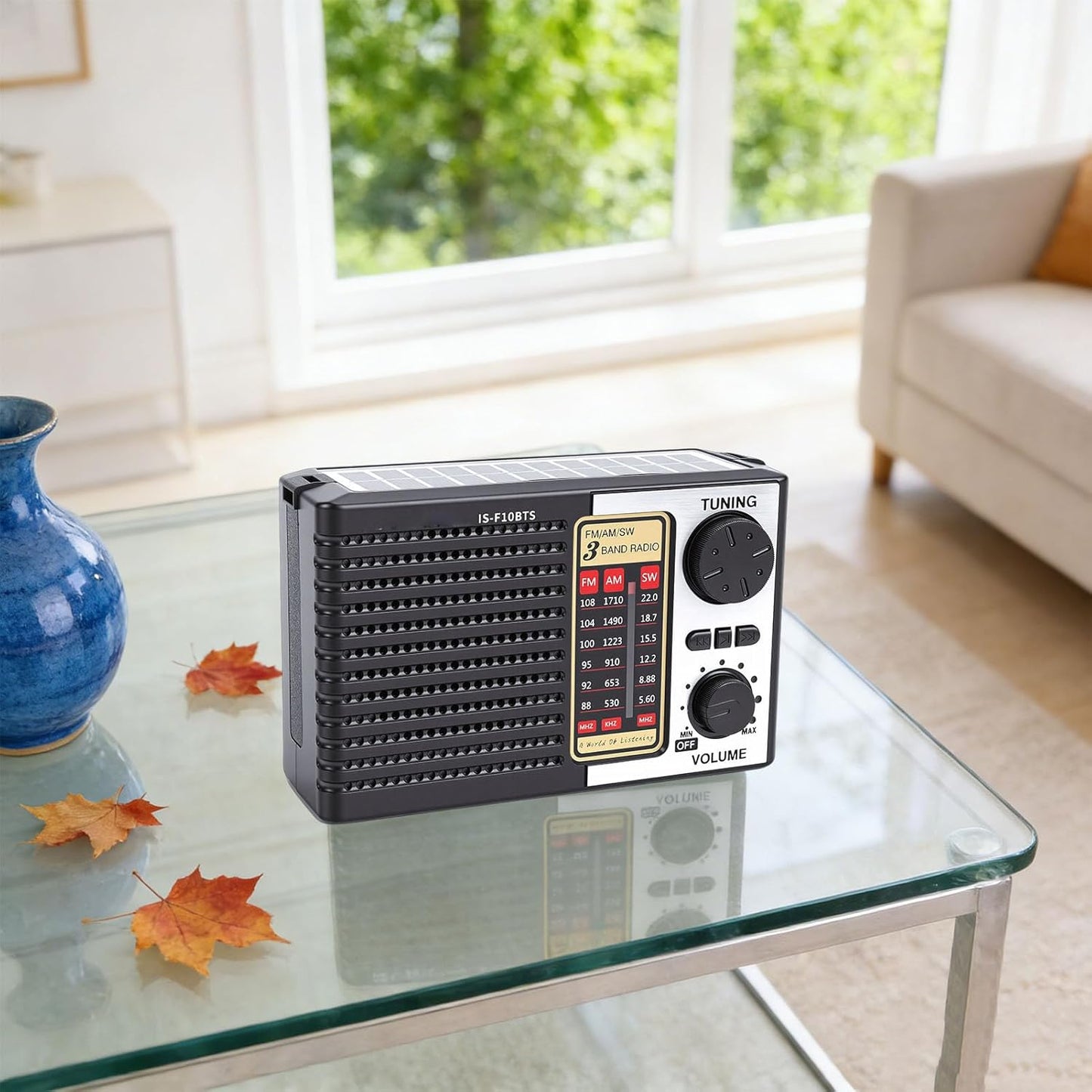 BNIB-Solar Radio AM FM SW Emergency Radio, with LED Flashlight Digital Speaker USB Charging,-$15