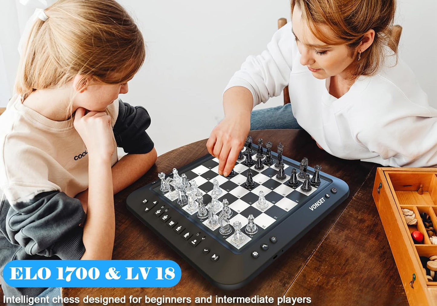 BNIB-Vonset P6 Computer Chess Game Talking Smart Chess Board Electronic Chess Set