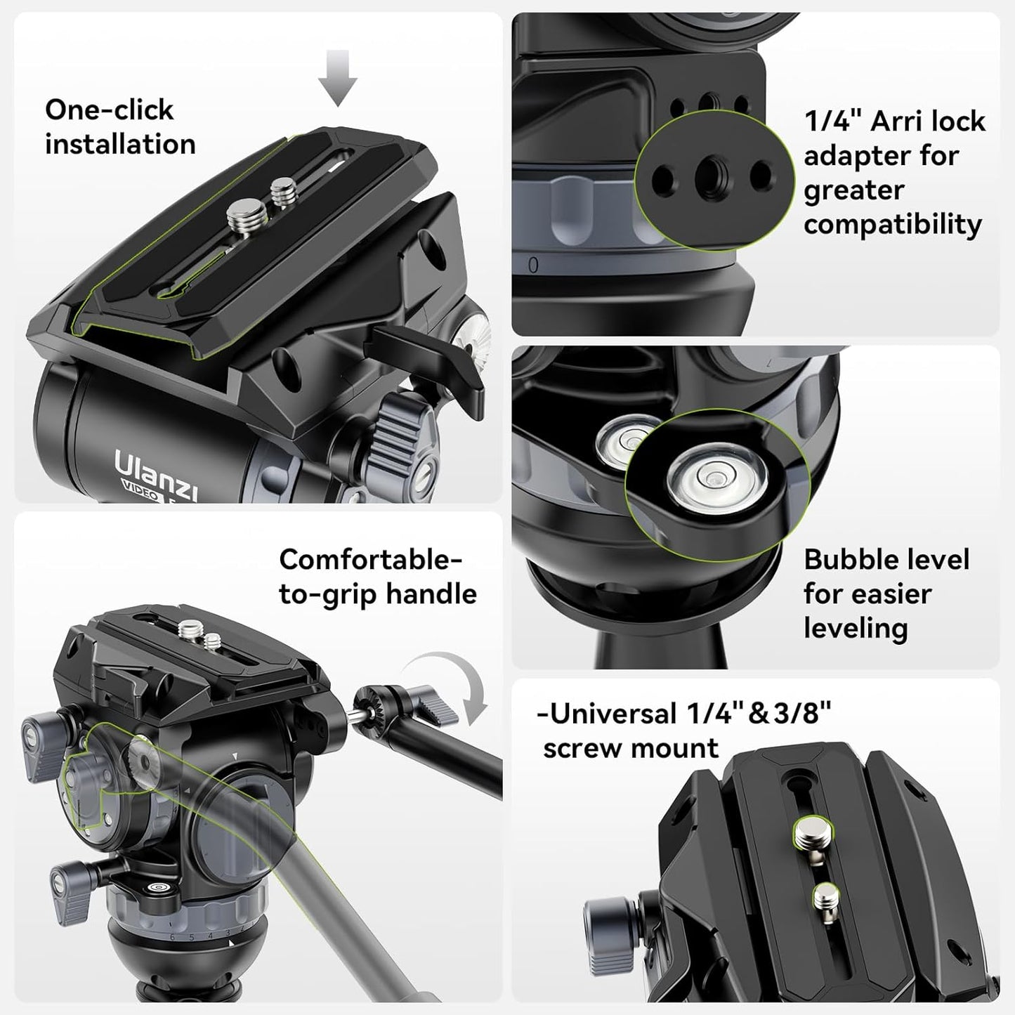 BNIB-Ulanzi Video Fast Heavy Duty Tripod Kit T048 Aluminum Alloy Tripod & Fluid Head,