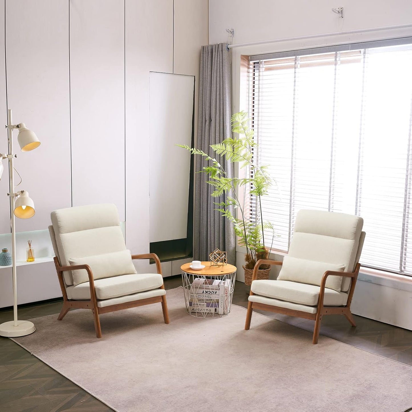 BNIB-Karl home Accent Chair Mid-Century Modern Chair with Pillow Upholstered Lounge Arm Chair