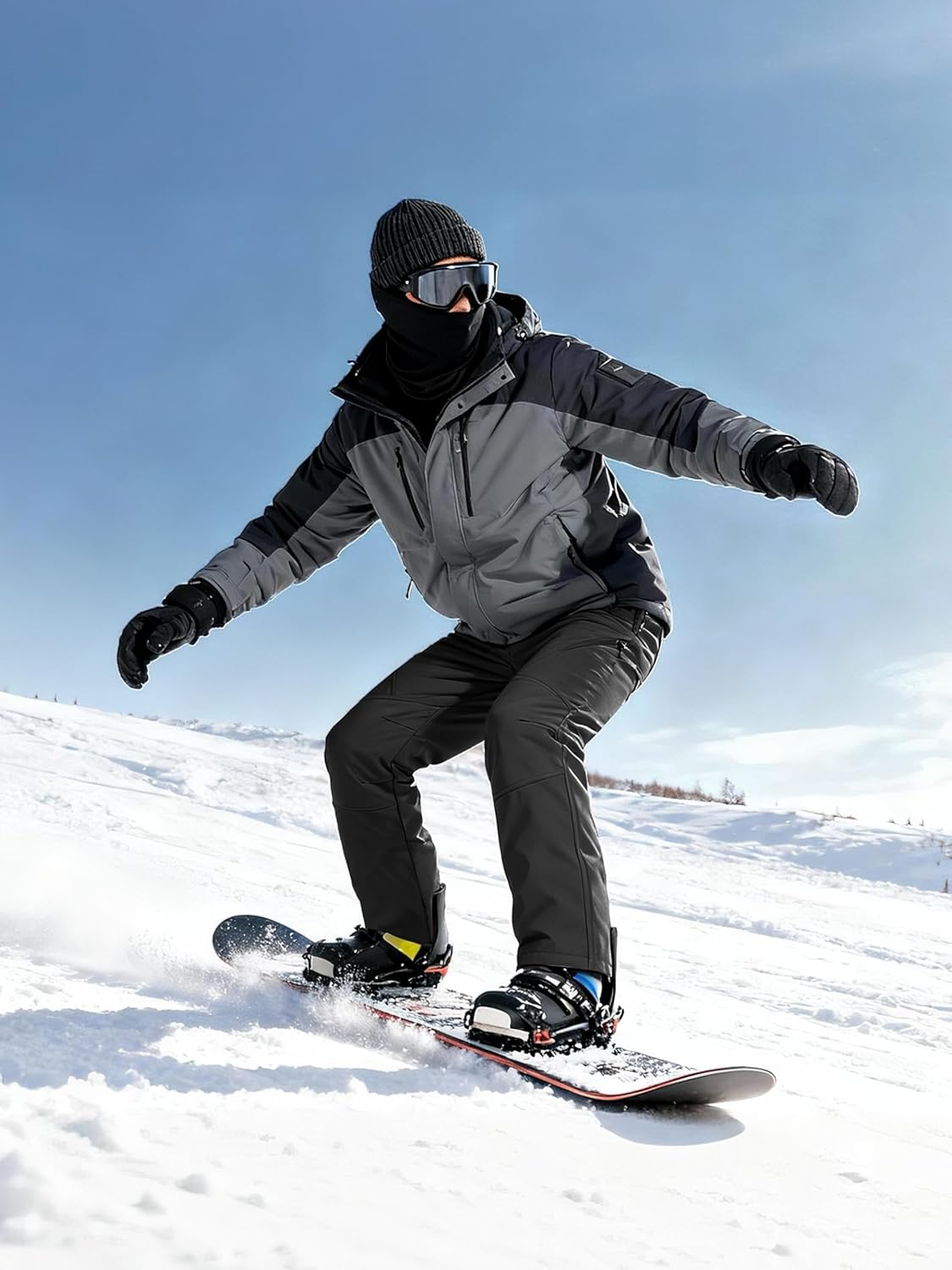 BNIB- REE SOLDIER Men's Fleece Lined Outdoor Cargo Hiking Pants Water Repellent Softshell Snow Ski Pants (black),-$35