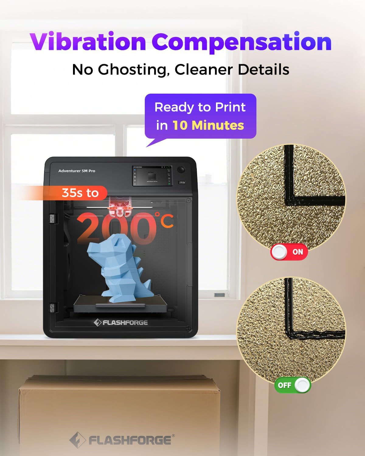 OPen Box Adventurer 5M Pro 3D Printer,Max 600mm/s High-Speed Printing,Auto Leveling,-$250