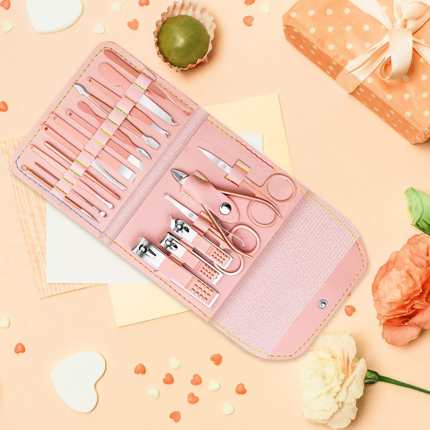 [BNIB] SUBESING 18-Piece Professional Manicure Set – Your All-in-One Grooming Solution!(Pink)-$15