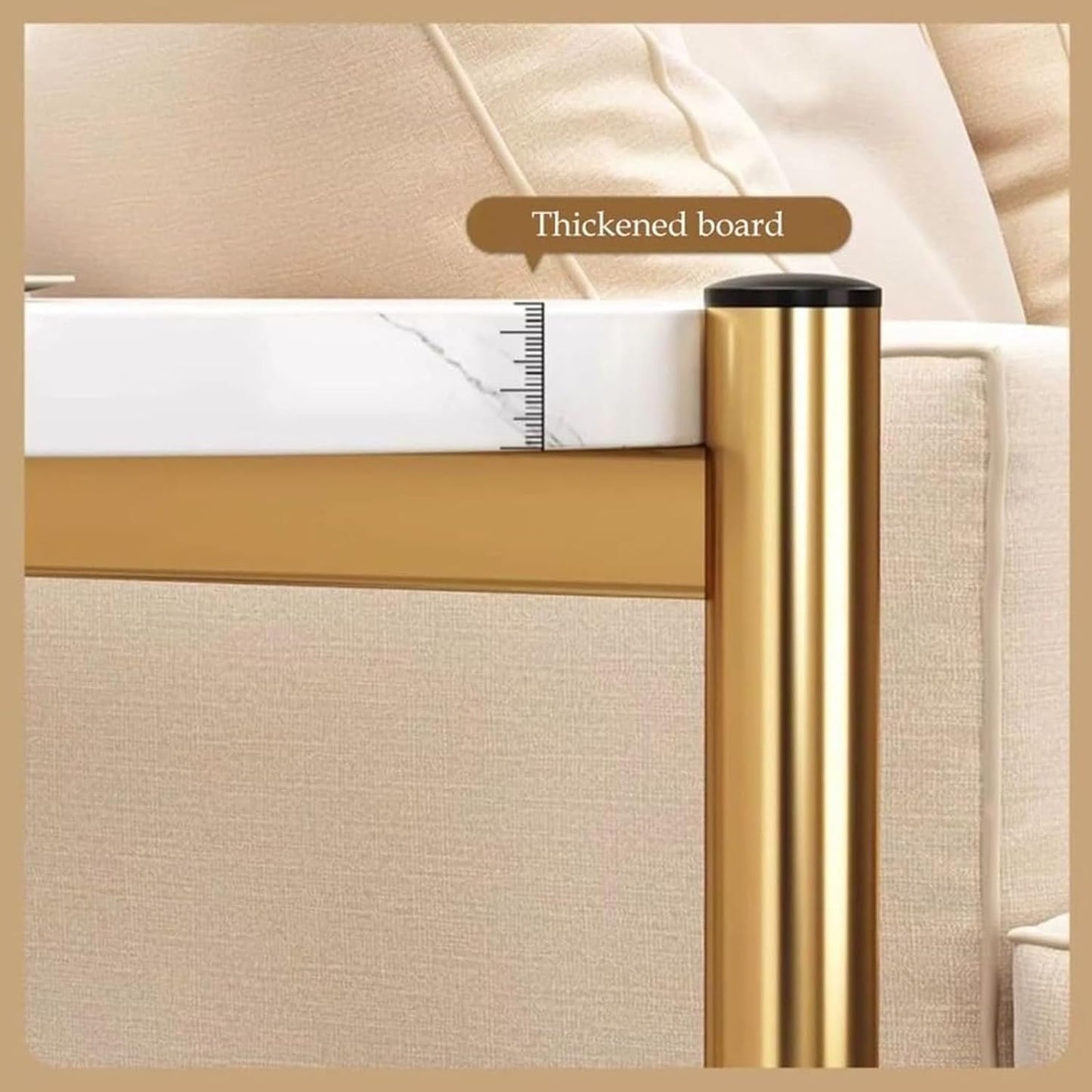 BNIB-3-Tier Side Table/Nightstand with White Marble Pattern MDF Wood Top and Golden Metal Frame