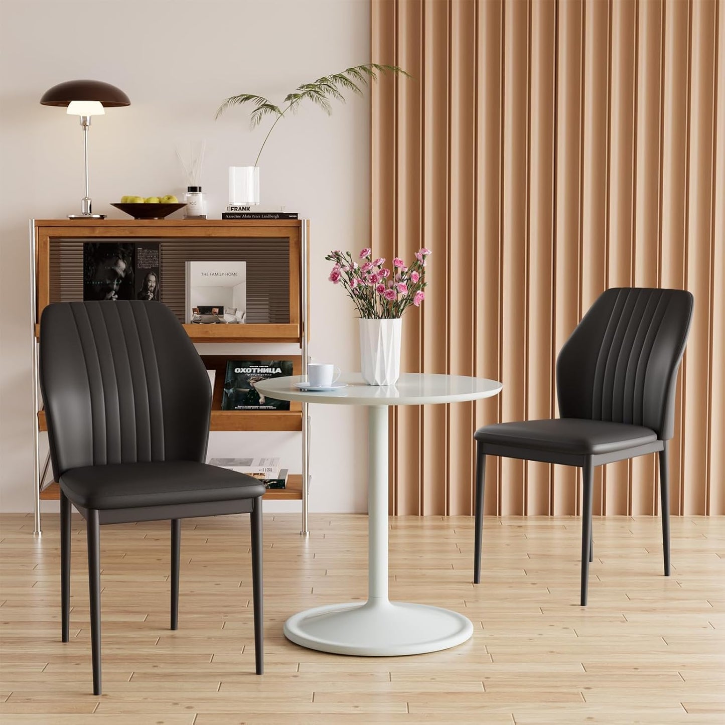 BNIB-Dining Chairs Set of 2, PU Faux Leather Upholstered Mid-Century Modern Dining Room Chairs, -$140