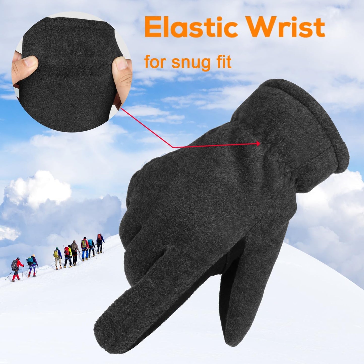 BNIB-OZERO Winter Gloves | Thermal Gloves with Warm Fleece and Anti-skid Suede - for Men & Women,Size: L