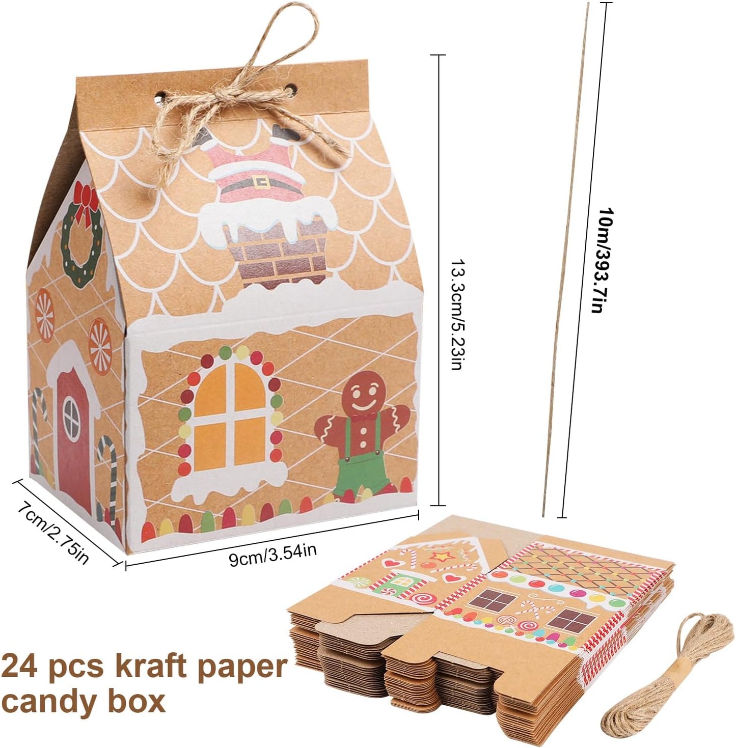 BNIB-SULOLI 24 Pcs Christmas Kraft Paper Gift Boxes, Xmas Candy House Style Goodies Treat Bags,-$5