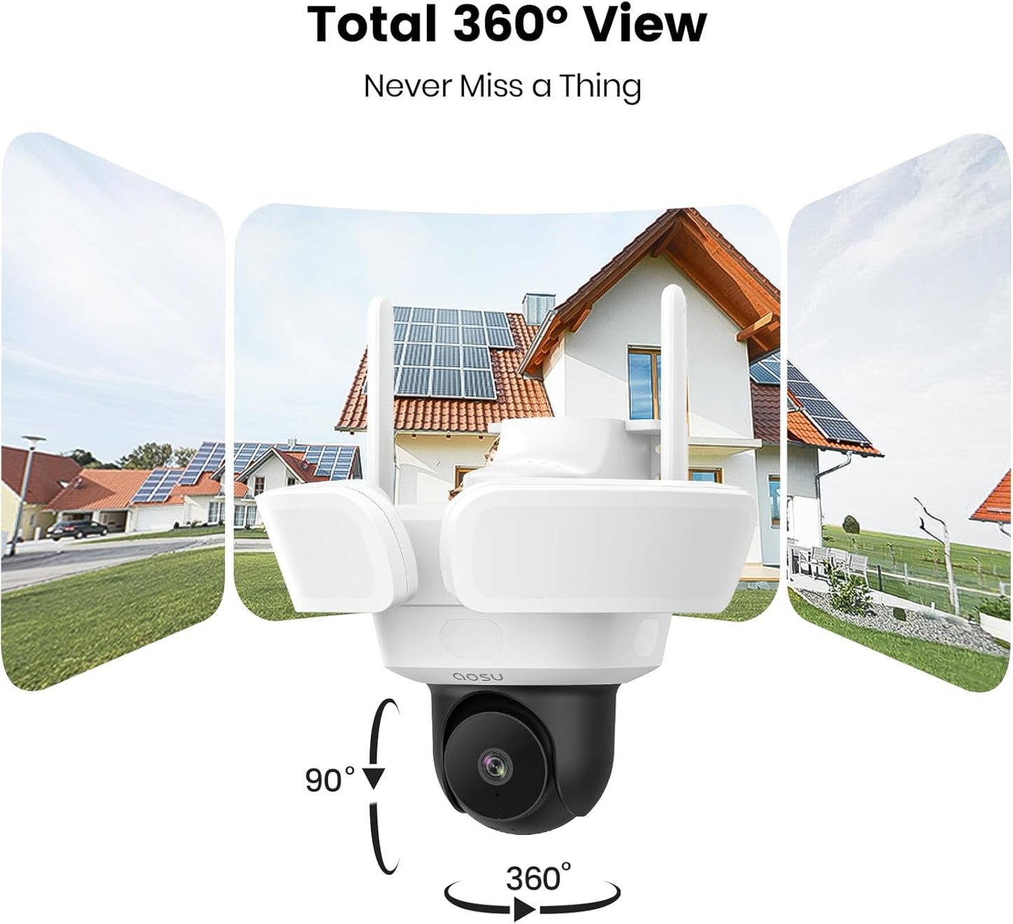 BNIB-AOSU Floodlight Camera Wired, 3K UHD Security Camera Outdoor, 360° Coverage Surveillance,-$120