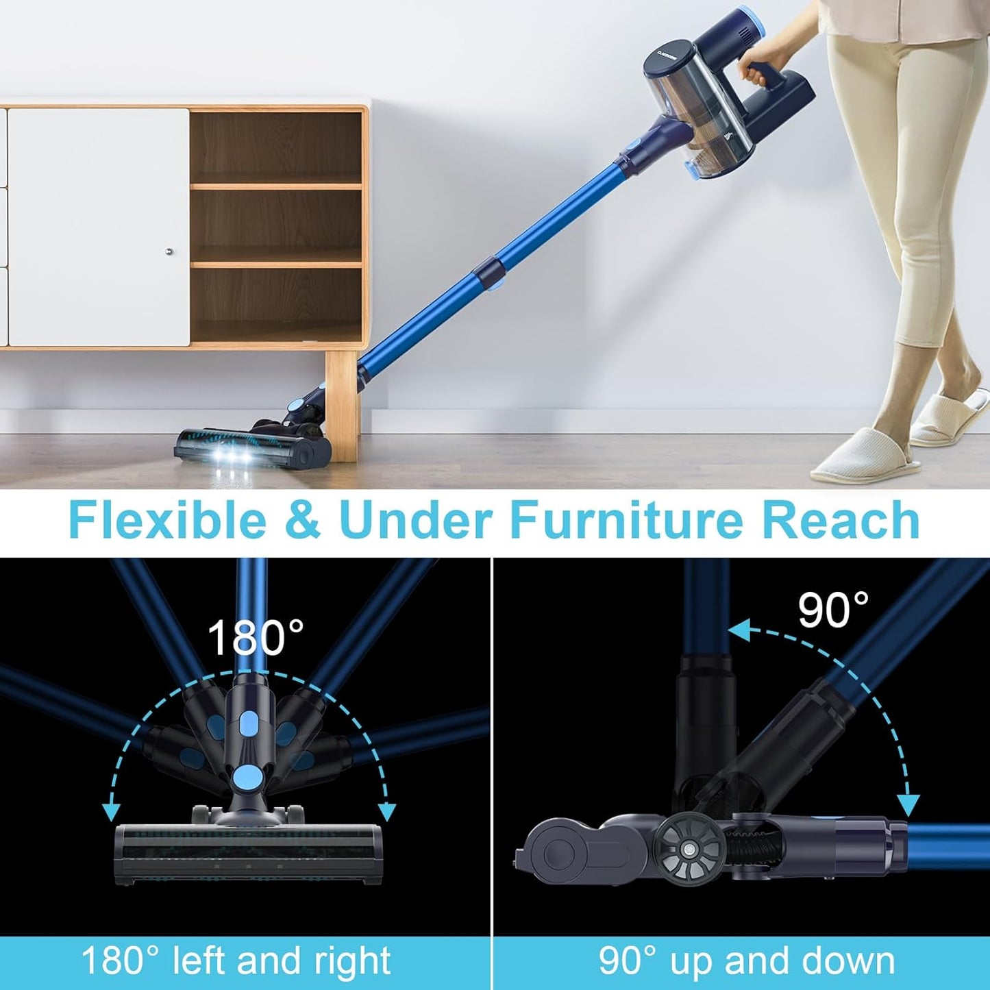 BNIB-Cordless Vacuum Cleaner, Powerful 6-in-1 Lightweight Stick Vacuum Up to 45mins Runtime