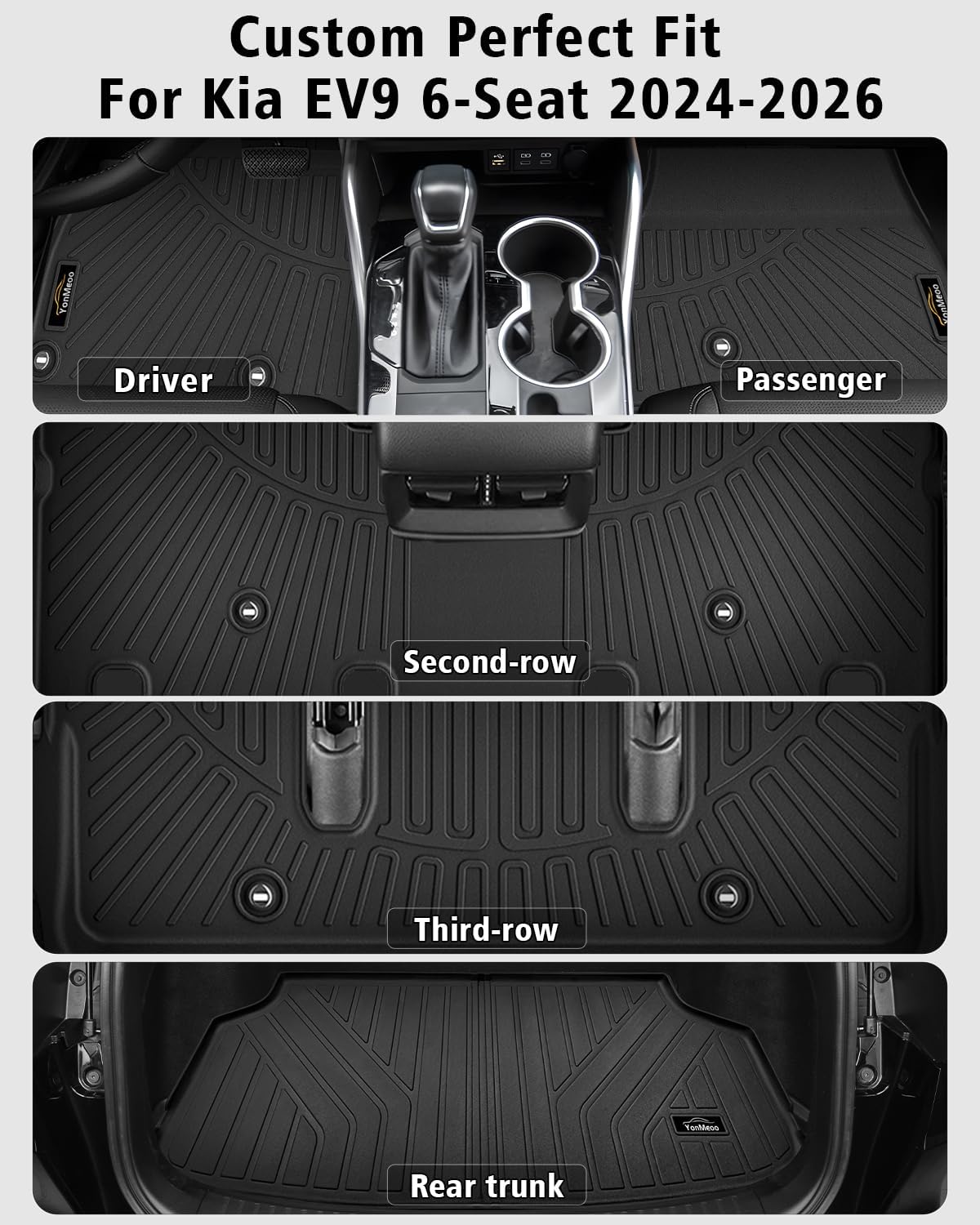 BNIB-Floor Mats & Cargo Liner Custom Fit for 6-Seats EV9 2024-2026 (Not Fit Relaxation Chairs & 7-Seats) ,-$100