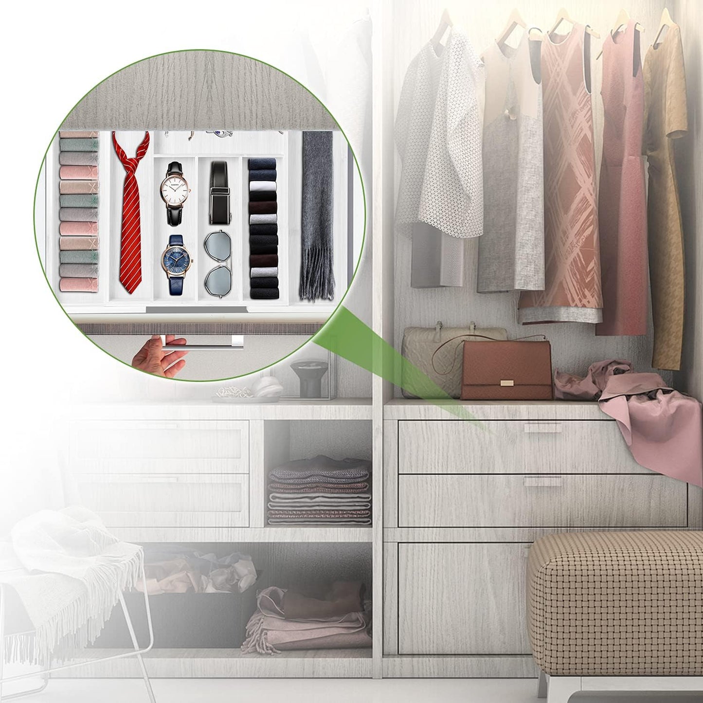 BNIB-Pipishell Bamboo Expandable Drawer Organizer for Utensils Holder, Adjustable Cutlery Tray,(White)-$20