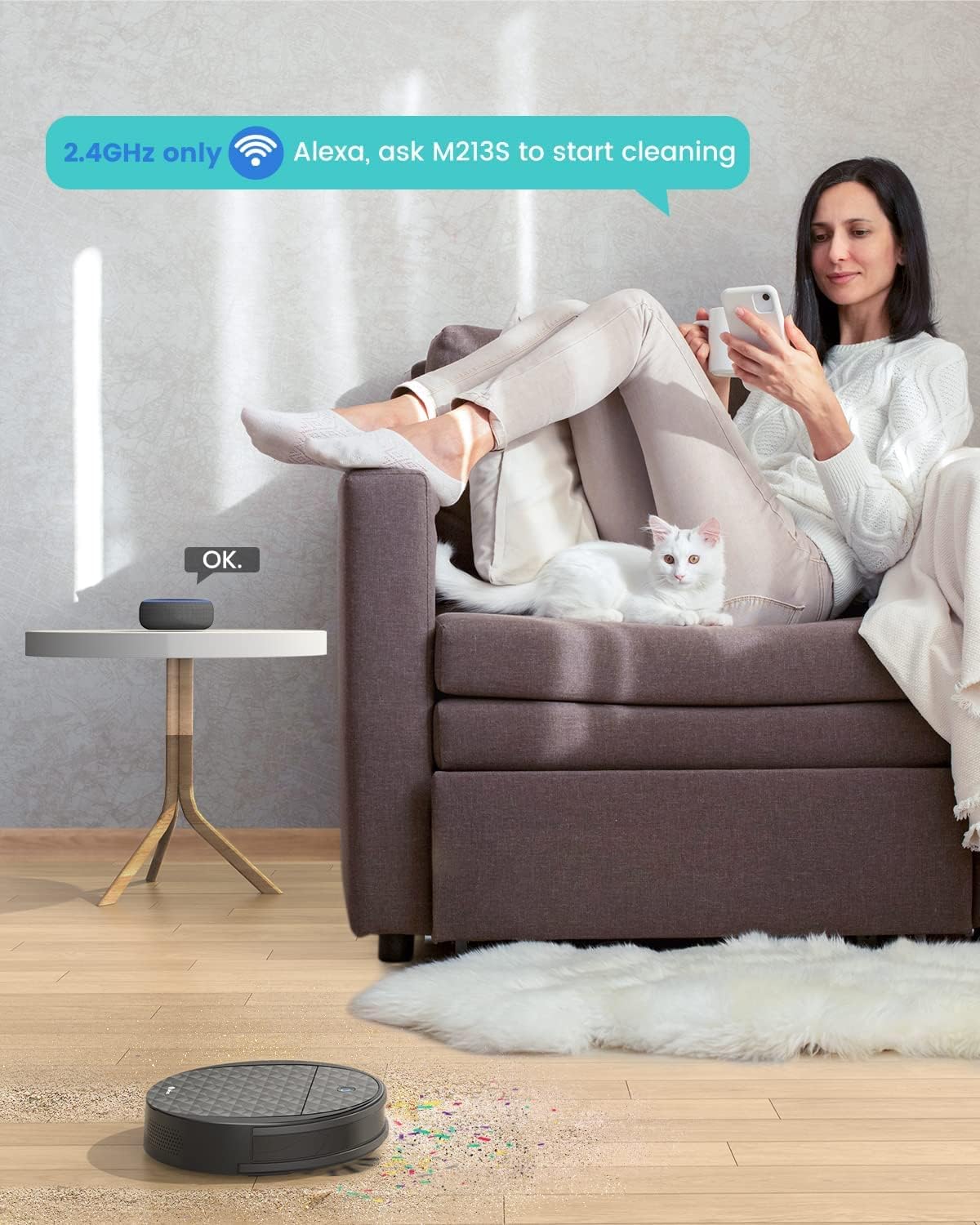 BNIB-Lefant M213S Robot Vacuum and Mop, 3200Pa Strong Suction, 150 Mins Runtime, Wi-Fi/App/Alexa,-$120