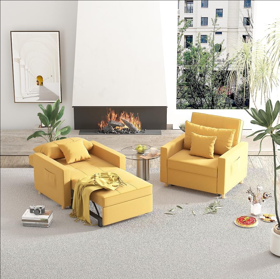 Brand New assemble 3-in-1 Sleeper Chair Bed, Convertible Single Sofa for Small Room, -$250