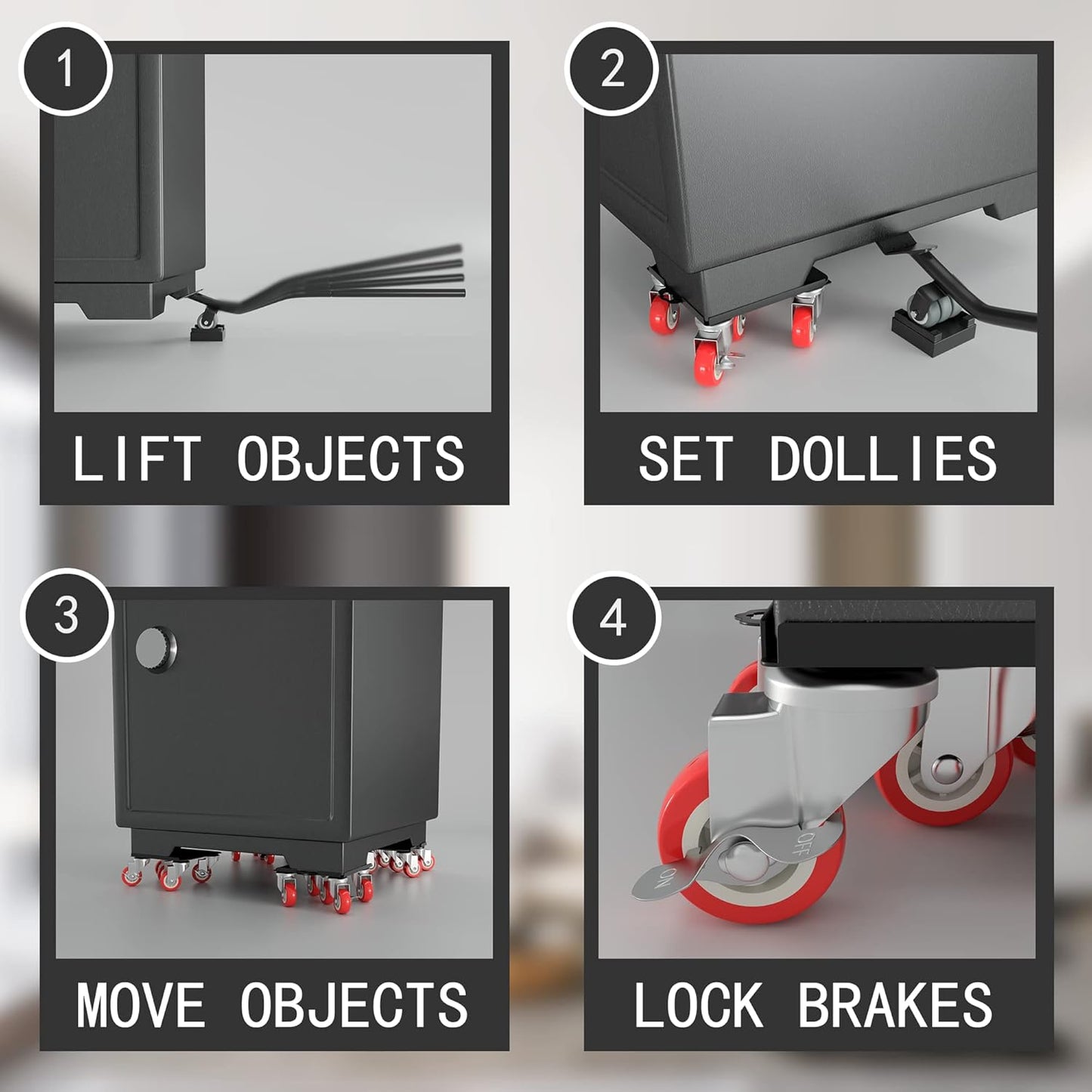 BNIB-Dolly 5 Wheels Heavy Duty Large Size Carbon Steel Panel Furniture Lift Max Load 1575kg,-$60