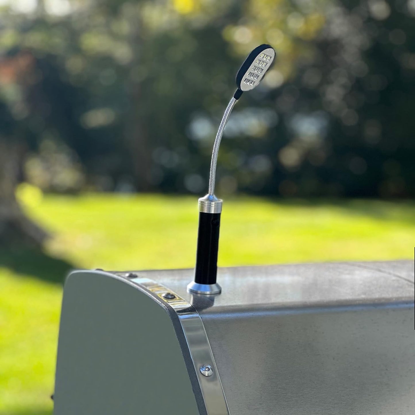 BNIB-Outset 66620 Rotating Grill Light, 15-LED Waterproof BBQ Grill Light,Silver