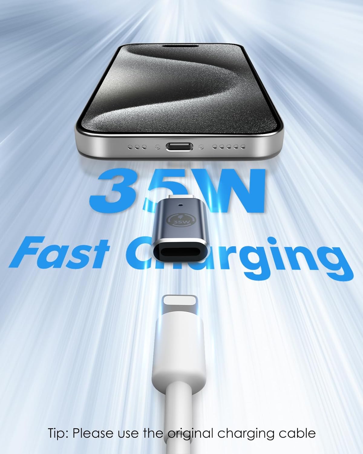 BNIB-MoKo Lightning Female to USB-C Male Adapter 2Pack, 35W Fast Charge for iPhone 15/16, Gray,-$5
