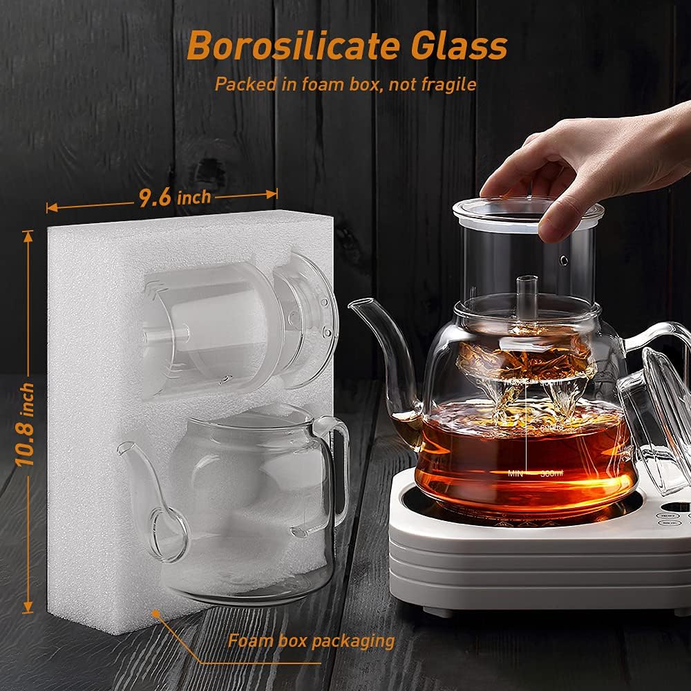 BNIB-Glass Teapot with Infuser 1200ML for Stovetop Safe with Removable Infuser Tea Kettle,-$15