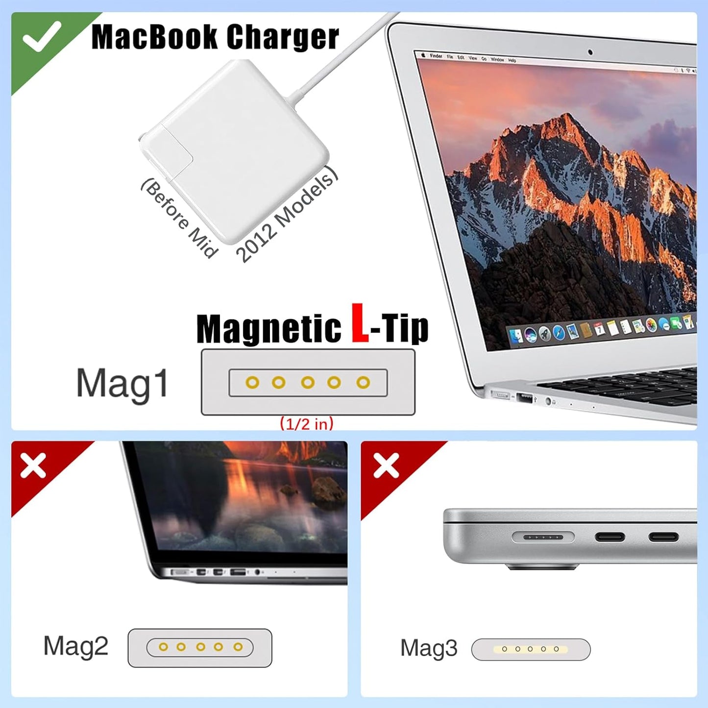 BNIB-Mac Book Pro Charger-85W L-Tip Power Adapter, Replacement Charger for Mac Book Pro 15-17 inch