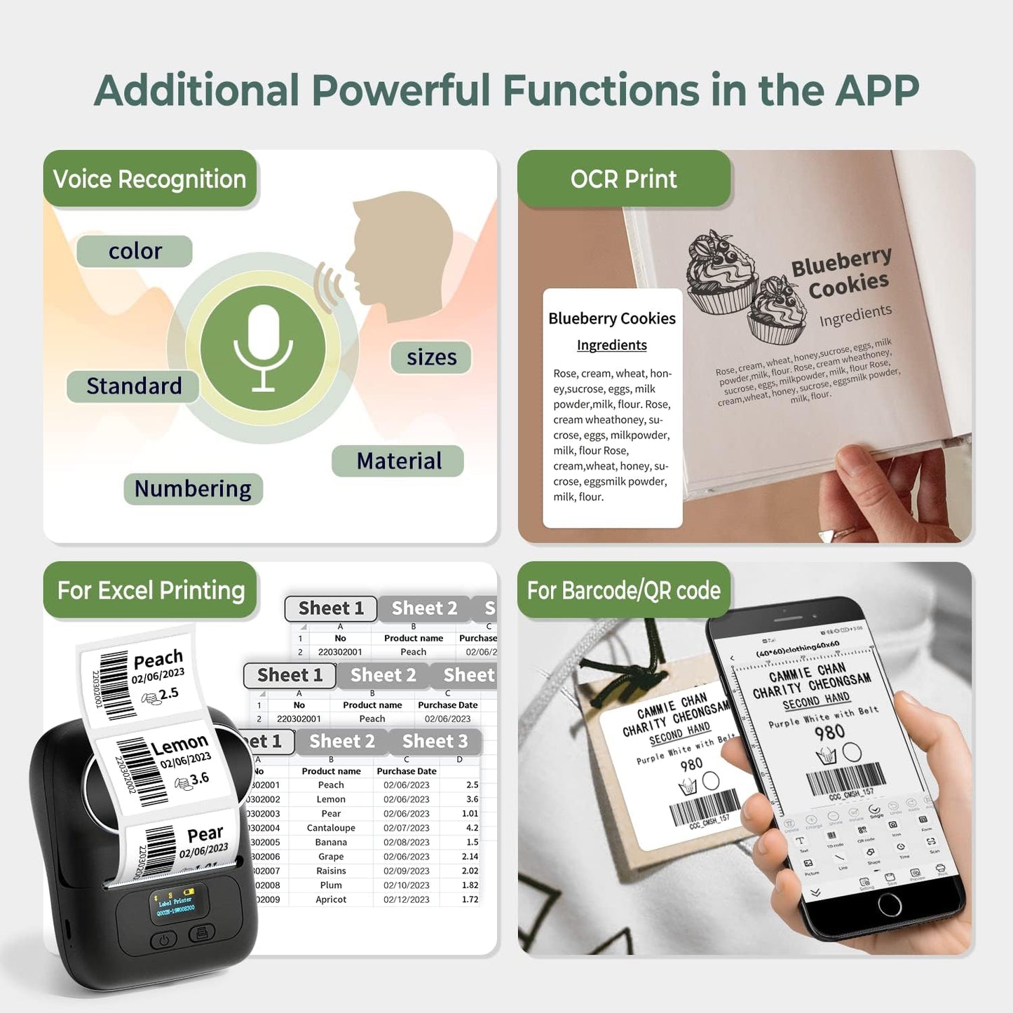 BNIB-Phomemo M110 Portable Thermal Label Printer, Bluetooth Label Maker Machine for iOS & Android,Black,-$35