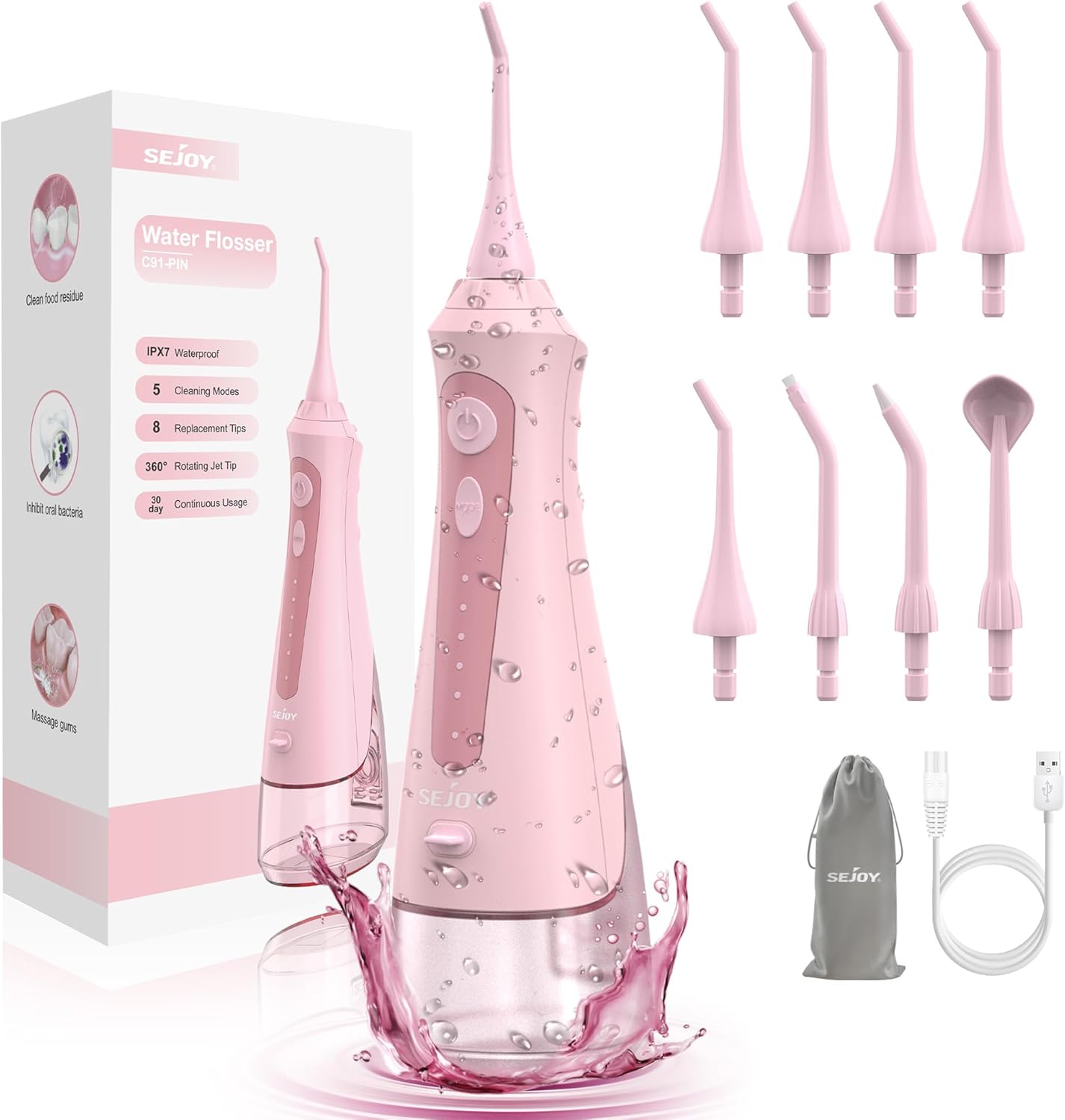 BNIB-Sejoy Water Dental Flossers for Teeth Cleaning, Electric Oral Irrigator for Teeth Rechargeable Cordless,-$20