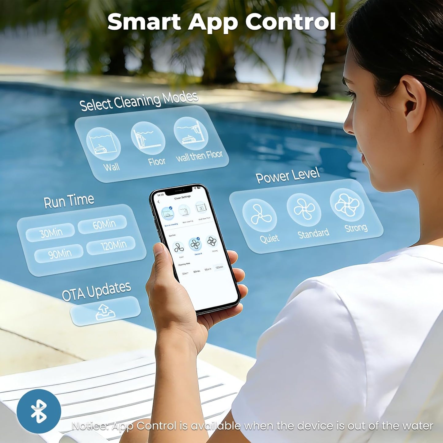 BNIB-Robotic Pool Cleaner, 5000 GPH Powerful Suction, Cordless Vacuum for Inground/Above Ground,-$300