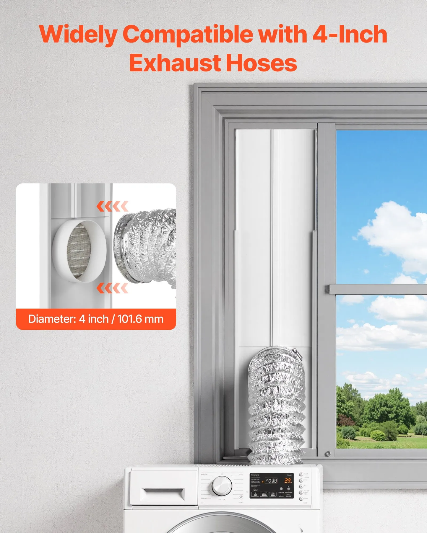 VEVOR Dryer Vent Window Kit, Fits 4-Inch Exhaust Hoses, Adjustable Length for Adapts,-$20