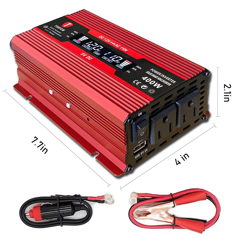 BNIB-TOOPOW 400W Power Inverter DC 12V to 110V AC Converter with Digital LCD Display