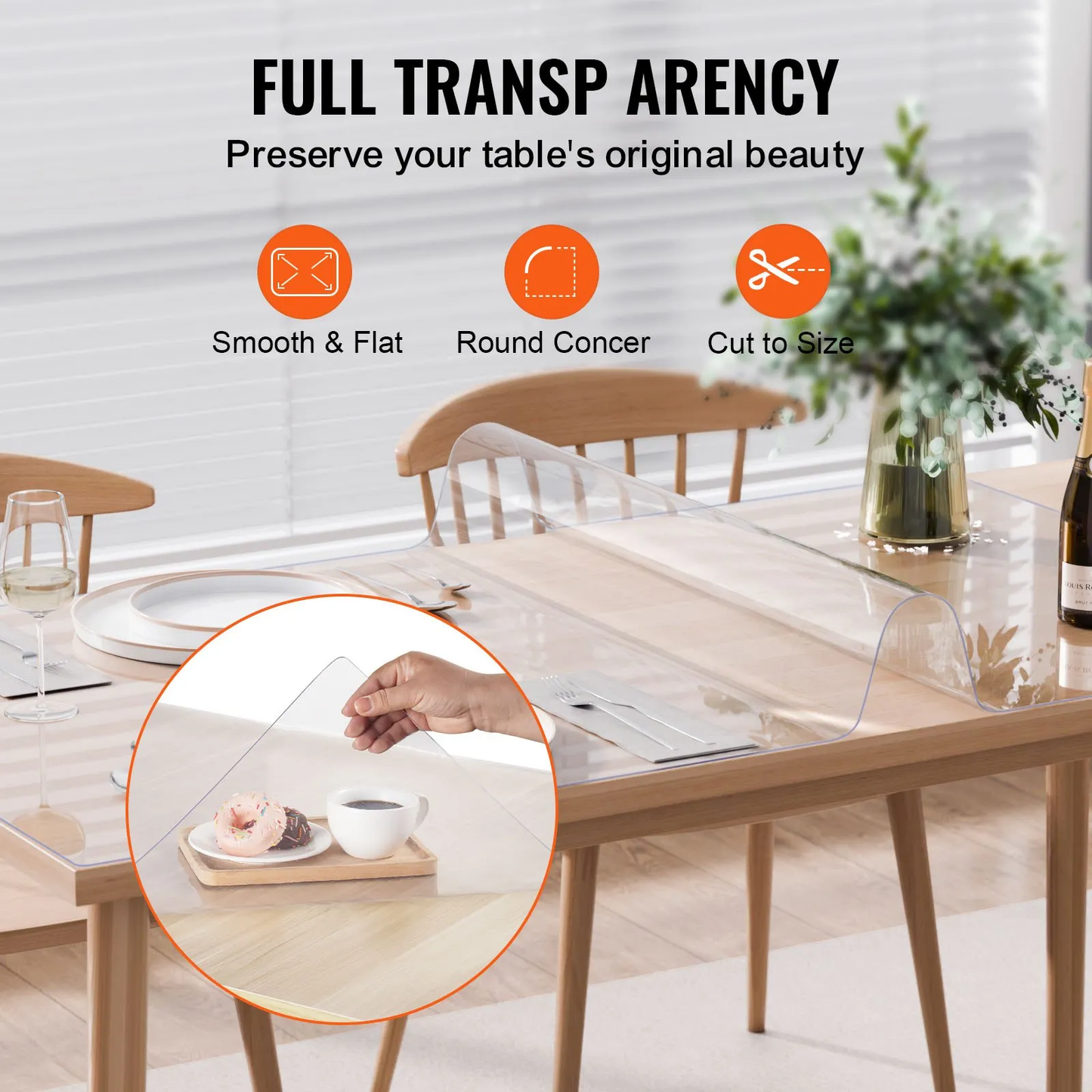 VEVOR Plastic Table Cover, 36 x 54 Inch 1.5 mm Thick Clear Table Protector, Rectangle PVC Desk Mat,-$18
