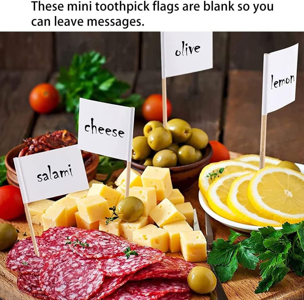 BNIB-100PCS Blank Toothpick Flags Charcuterie Labels Food Labels for Party White Mini Cake Marker,-$5