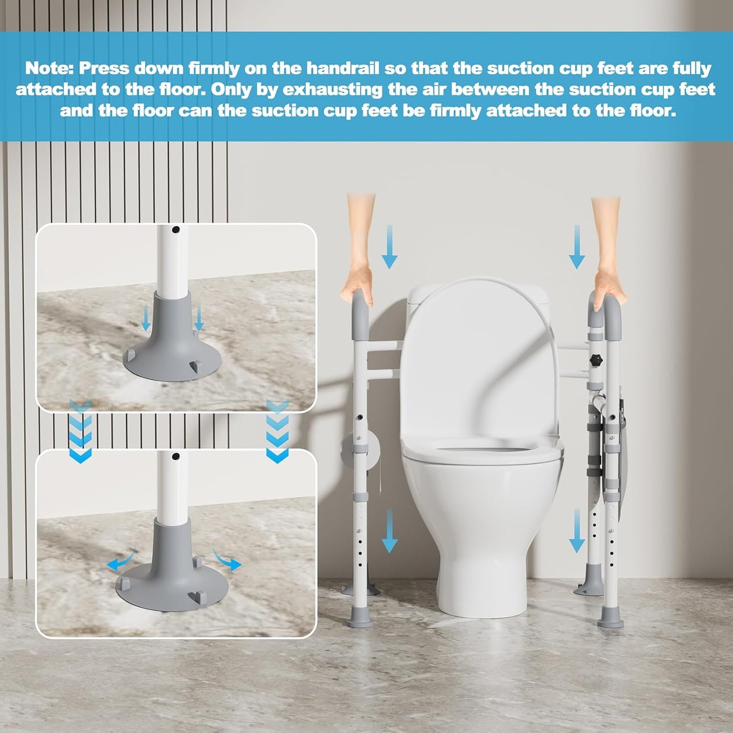 BNIB-Mr IRONSTONE Toilet Safety Rails, Adjustable Toilet Seat Riser,with Handles (300LB)