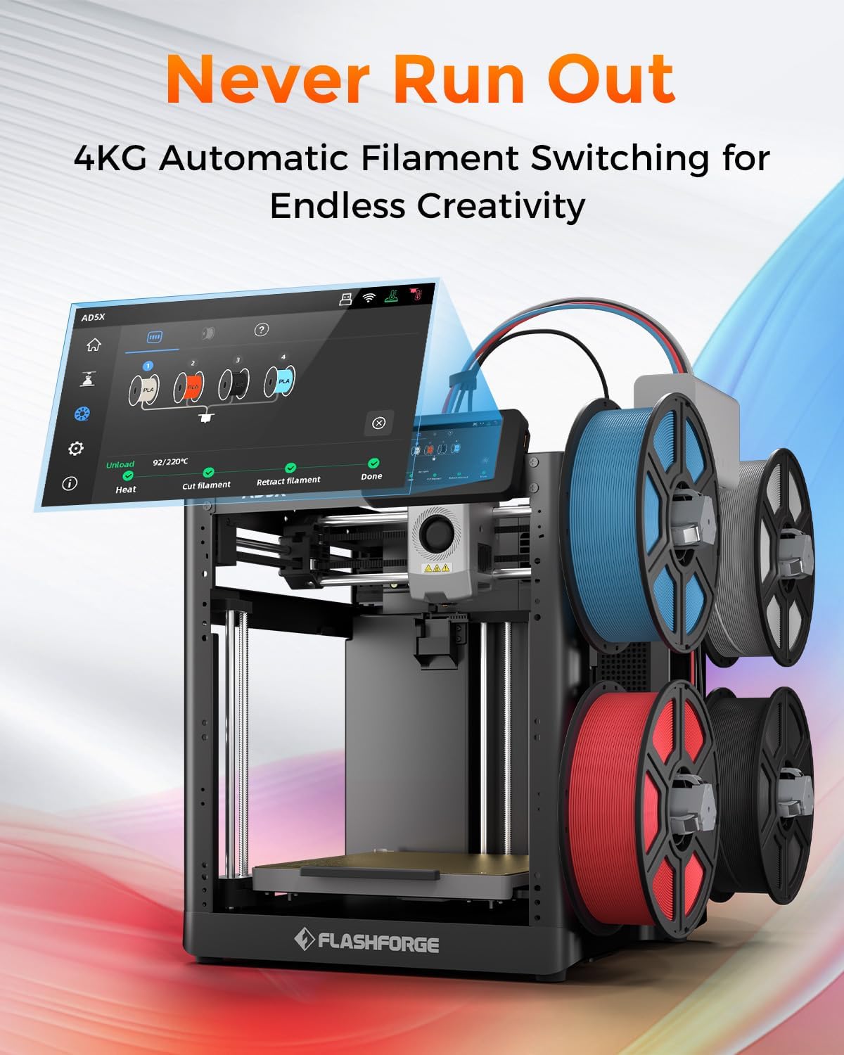 OPen Box AD5X Multi-Color 3D Printer 4 Colors with IFS, Fully Auto Leveling FDM 3D Printer,-$250
