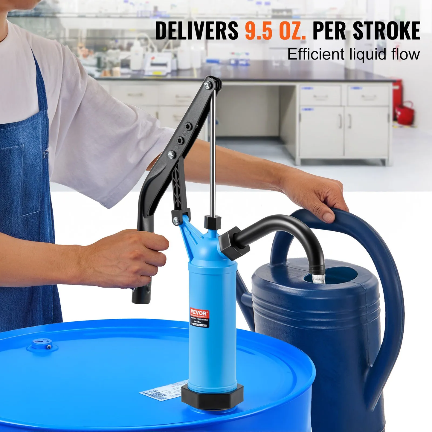 VEVOR Drum Pump, 9.5 oz. Per Stroke, Lever-Action Barrel Pump, Fits 5-55 Gallon Drums,-$20