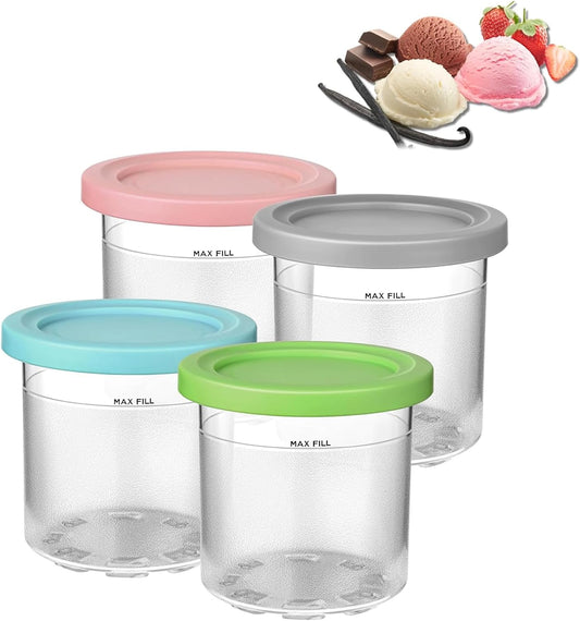 BNIB -Ice Cream Pint Container with Silicone Lid Replacement for Ninja Creami, BPA and Dishwasher Safe (4 Pack)