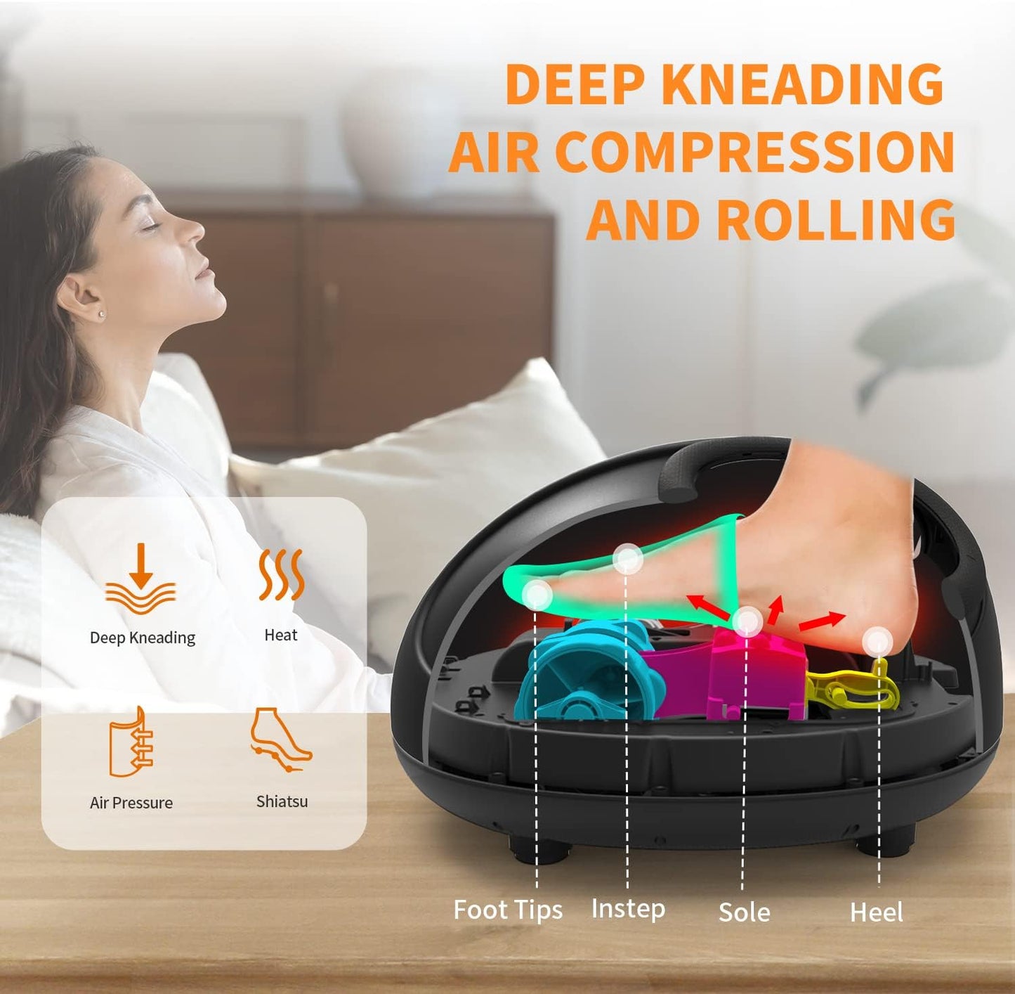 BNIB-Mynt Foot Massager Machine w/Heat and Deep-Kneading,Compression,Shiatsu,Fits up to Men Size 13