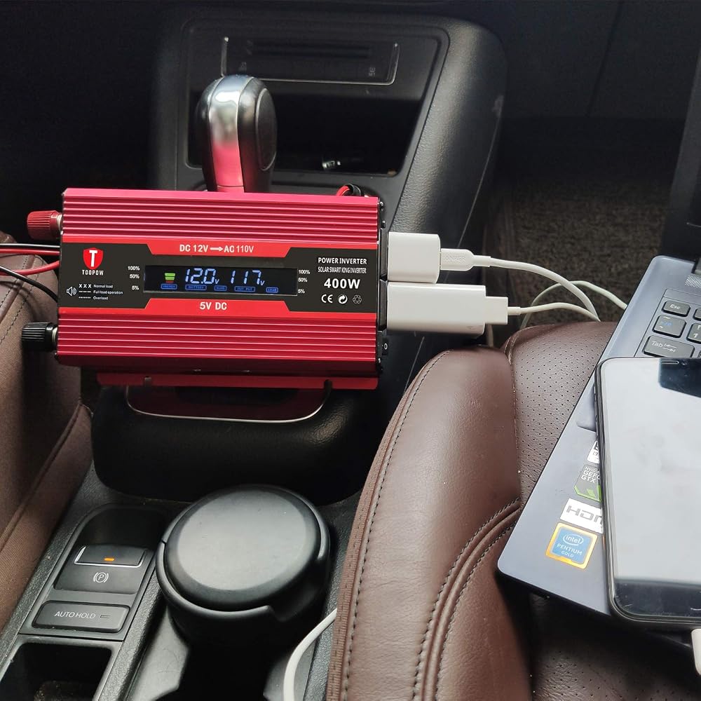 BNIB-TOOPOW 400W Power Inverter DC 12V to 110V AC Converter with Digital LCD Display
