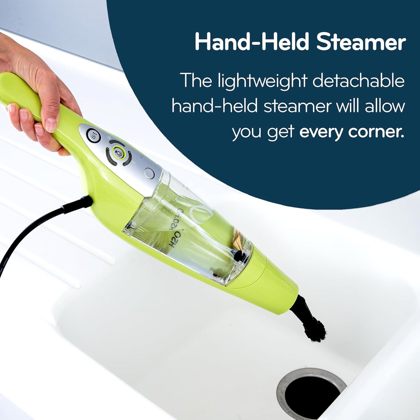 BNIB-H2O HD 5 in 1 Handheld Steam Cleaner System with 14-Piece Accessory Kit for Home,-$120