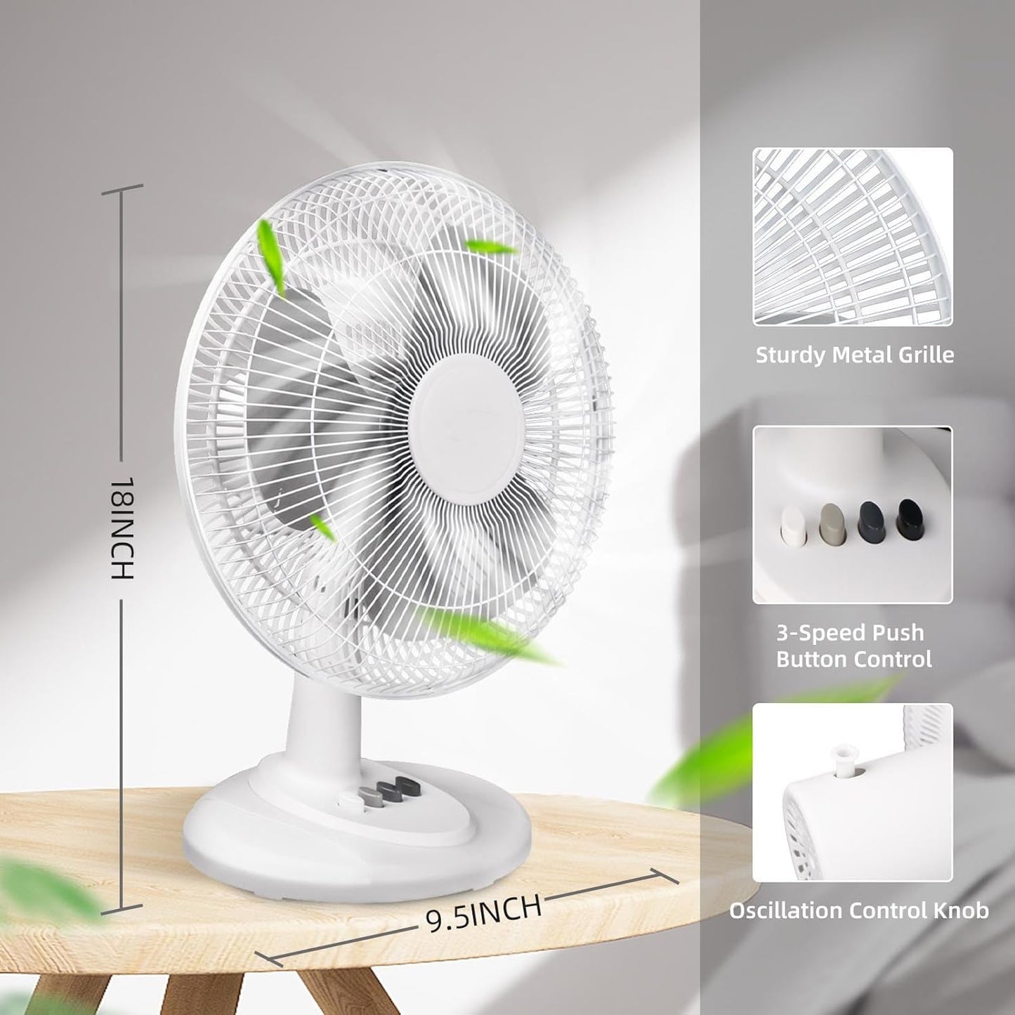 Brand New Assemble Oscillating Table Fan Quiet 3-Speed 12-Inch Adjustable Tilt Fan,-$10