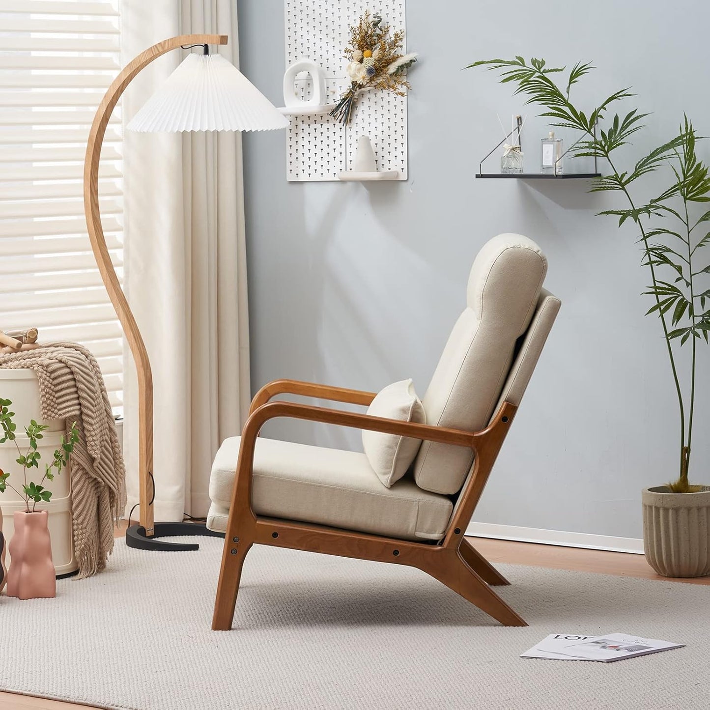 BNIB-Karl home Accent Chair Mid-Century Modern Chair with Pillow Upholstered Lounge Arm Chair