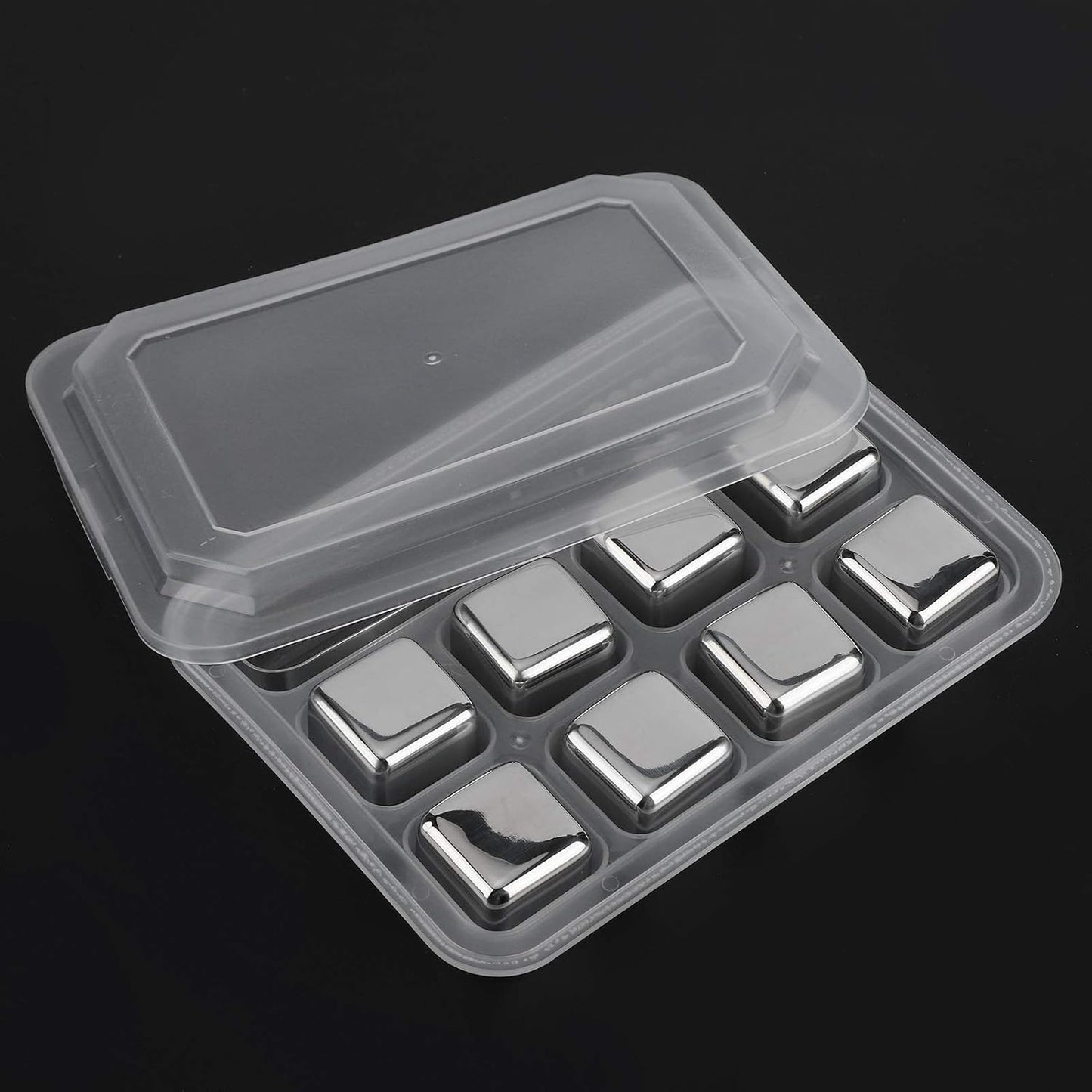BNIB-304 Stainless Steel Whiskey Wine Stones Reuseble Ice Cubes Ball with Box ,Tongs ($5/4 Pack )($10/8 Pack )