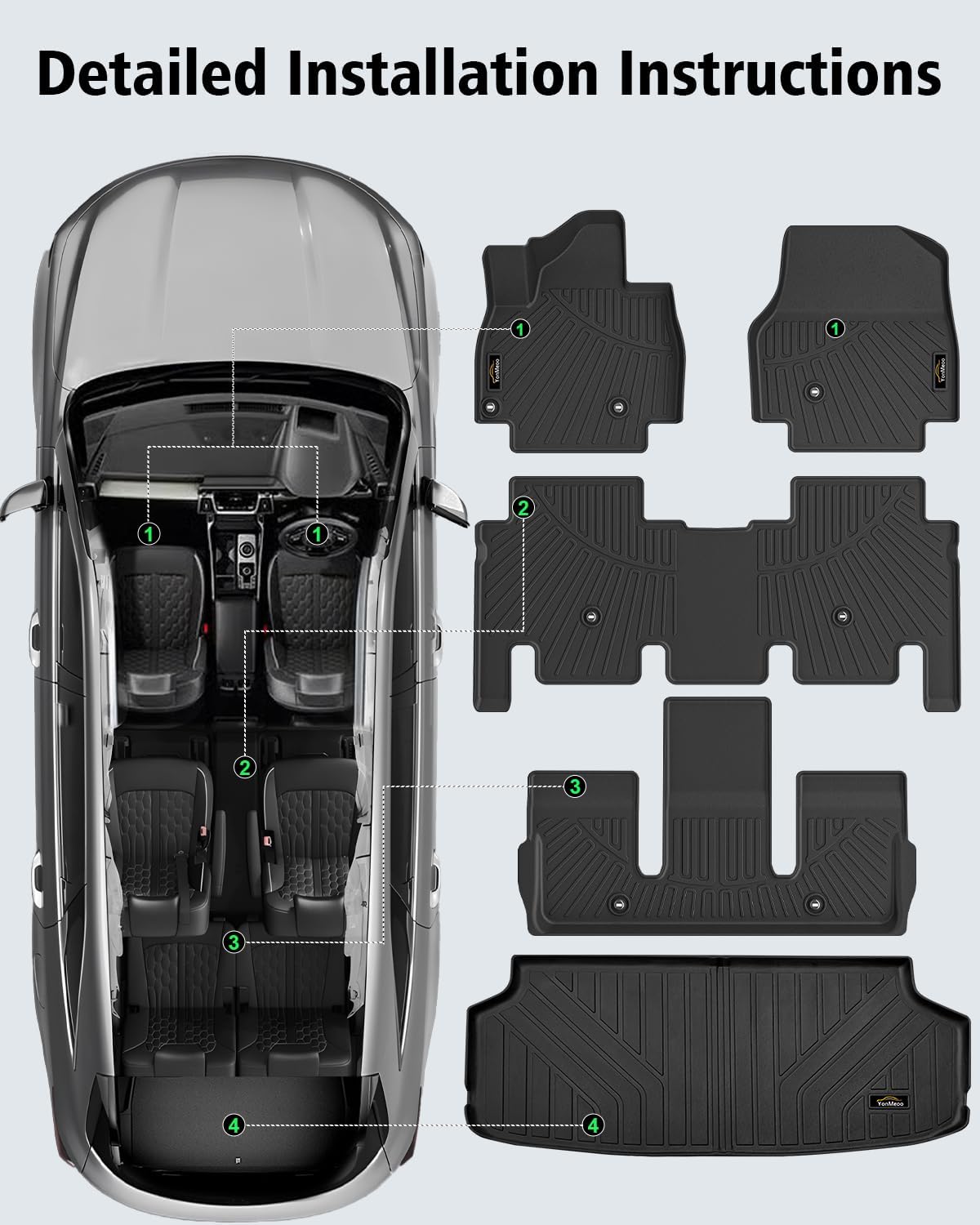 BNIB-Floor Mats & Cargo Liner Custom Fit for 6-Seats EV9 2024-2026 (Not Fit Relaxation Chairs & 7-Seats) ,-$100